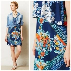 Anthro Maeve Tisana dress blue floral sleeveless Blouson Women's Size 2